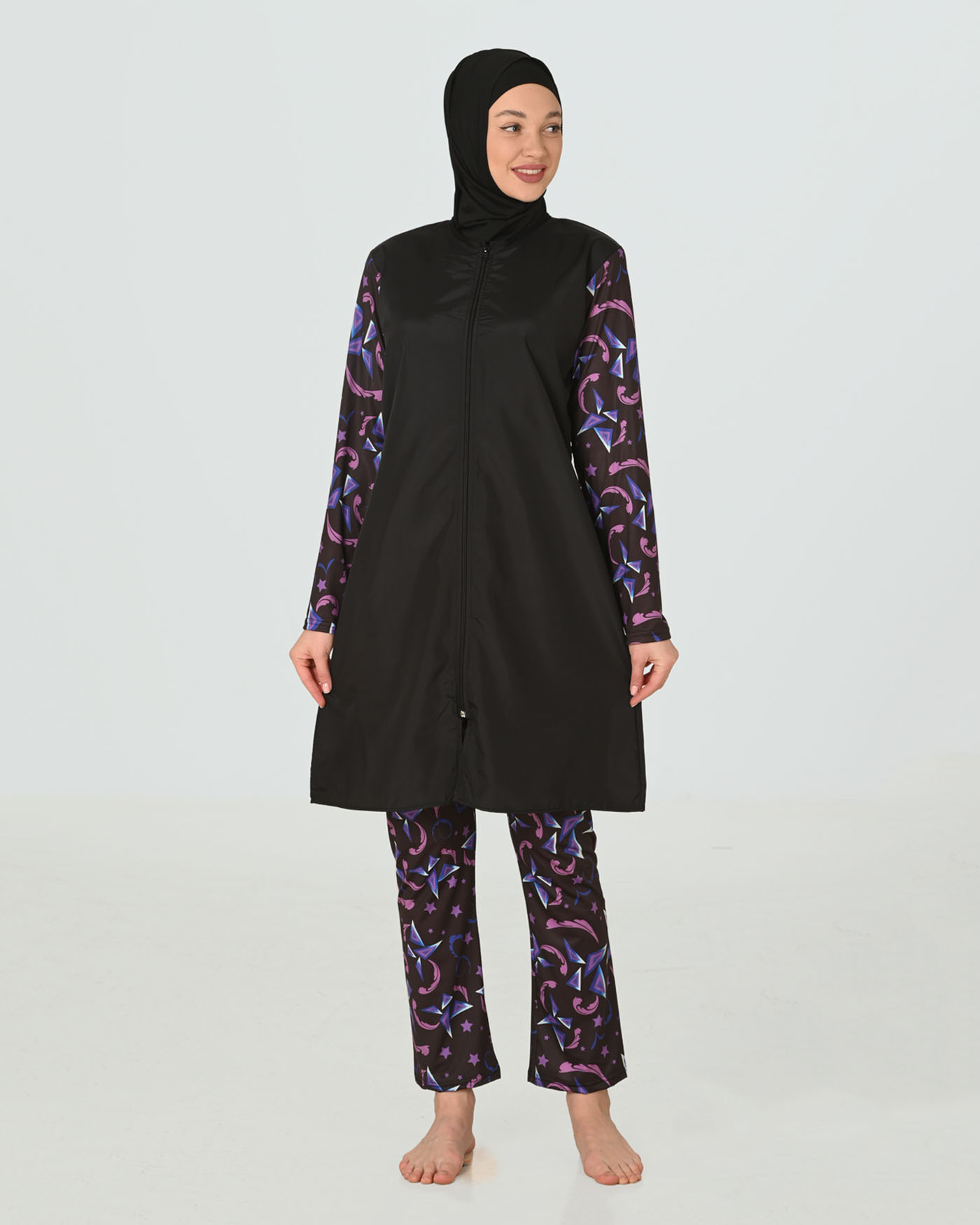 Muslim Swimsuit with hijab - Mauve - 4