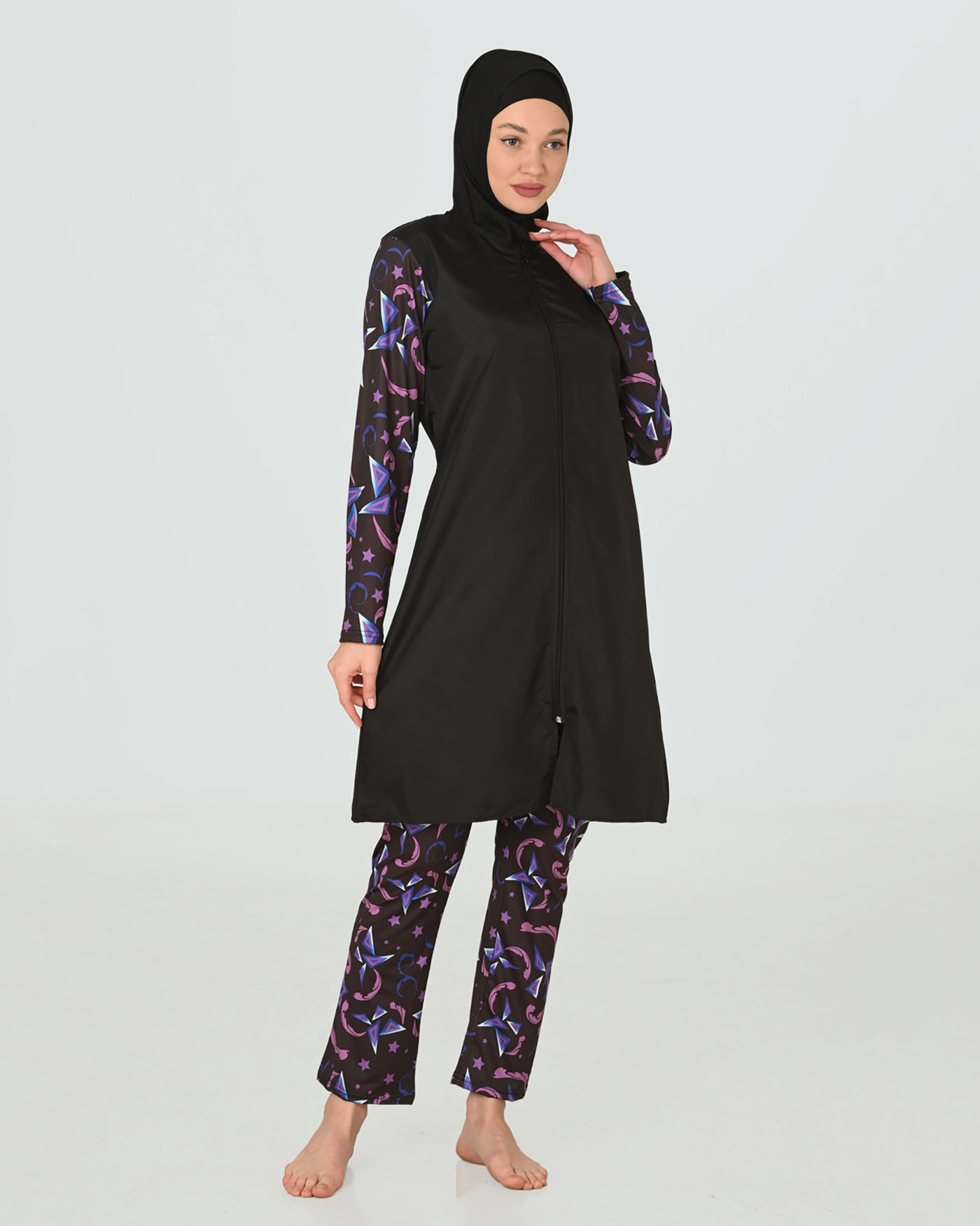Muslim Swimsuit with hijab - Mauve - 3