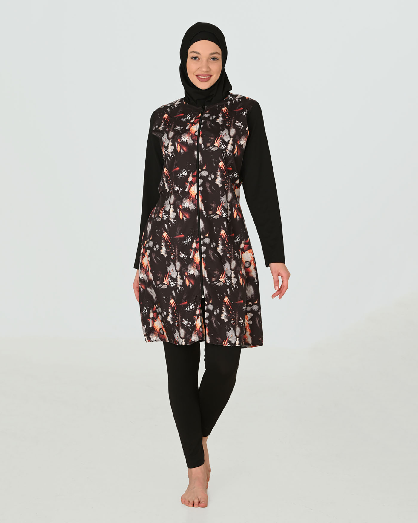 Muslim Swimsuit with hijab - Firebrick