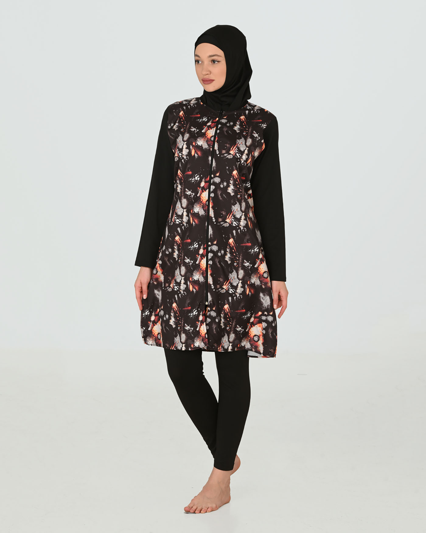Muslim Swimsuit with hijab - Firebrick - 5