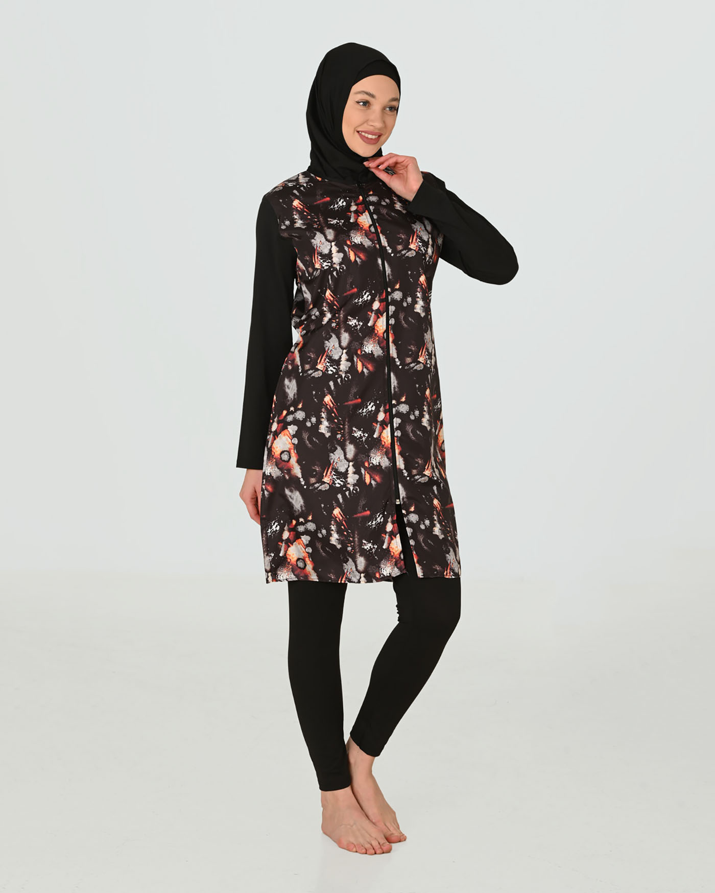 Muslim Swimsuit with hijab - Firebrick - 3