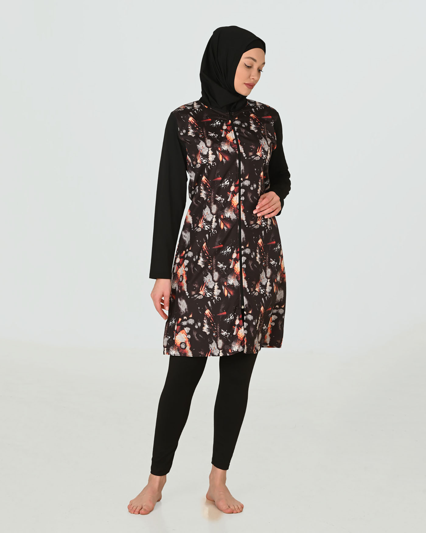 Muslim Swimsuit with hijab - Firebrick - 4