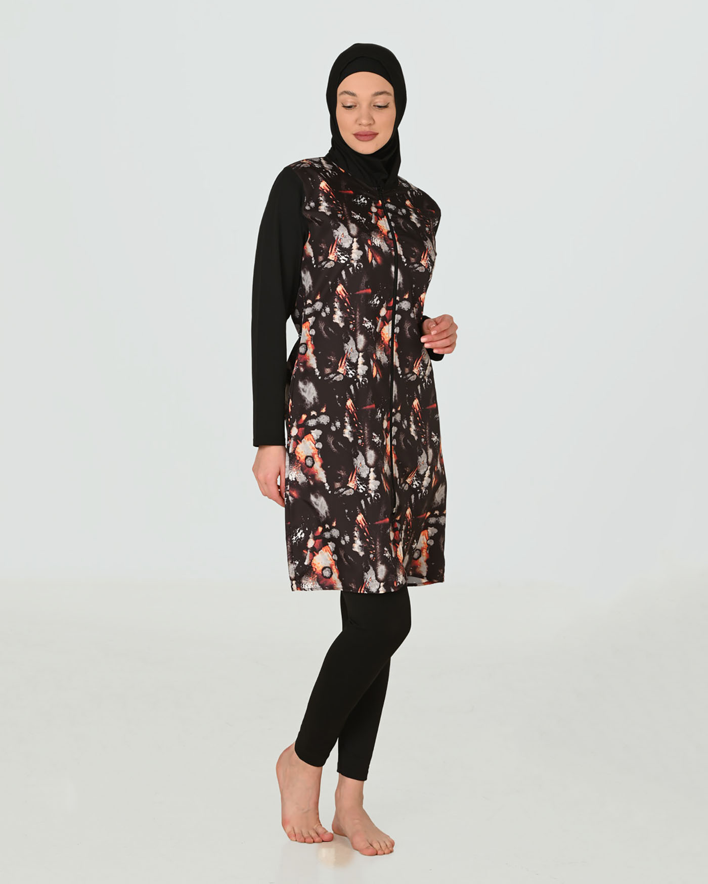 Muslim Swimsuit with hijab - Firebrick - 2