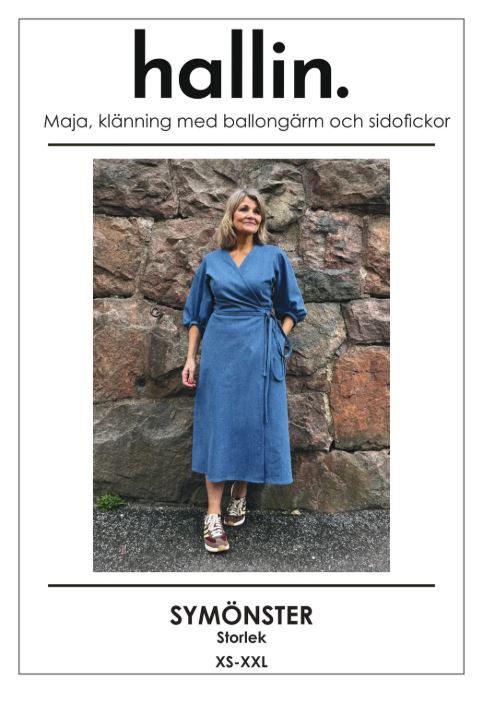 Symönster - Maja omlottklänning med ballongärm - 2