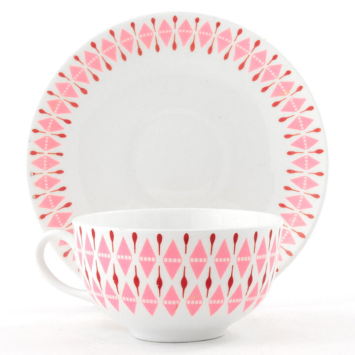 Bibi Breger (Prisma 1955) Rounded Teacup with Pink Decor 12 cm  [Sample Images]
