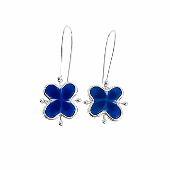 Sigrén Mon Amie Flower Earrings blå blomformade örhängen i silver med porslinsdetaljer