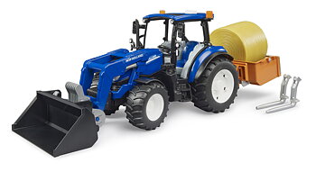 New Holland T5 med hölastare och höbal