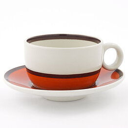 Stig Lindberg (Arena 1973) Rounded Coffee Cup with Brown/Orange Decor 11 cm  [Sample Images]