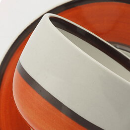 Stig Lindberg (Arena 1973) Rounded Coffee Cup with Brown/Orange Decor 11 cm  [Sample Images]
