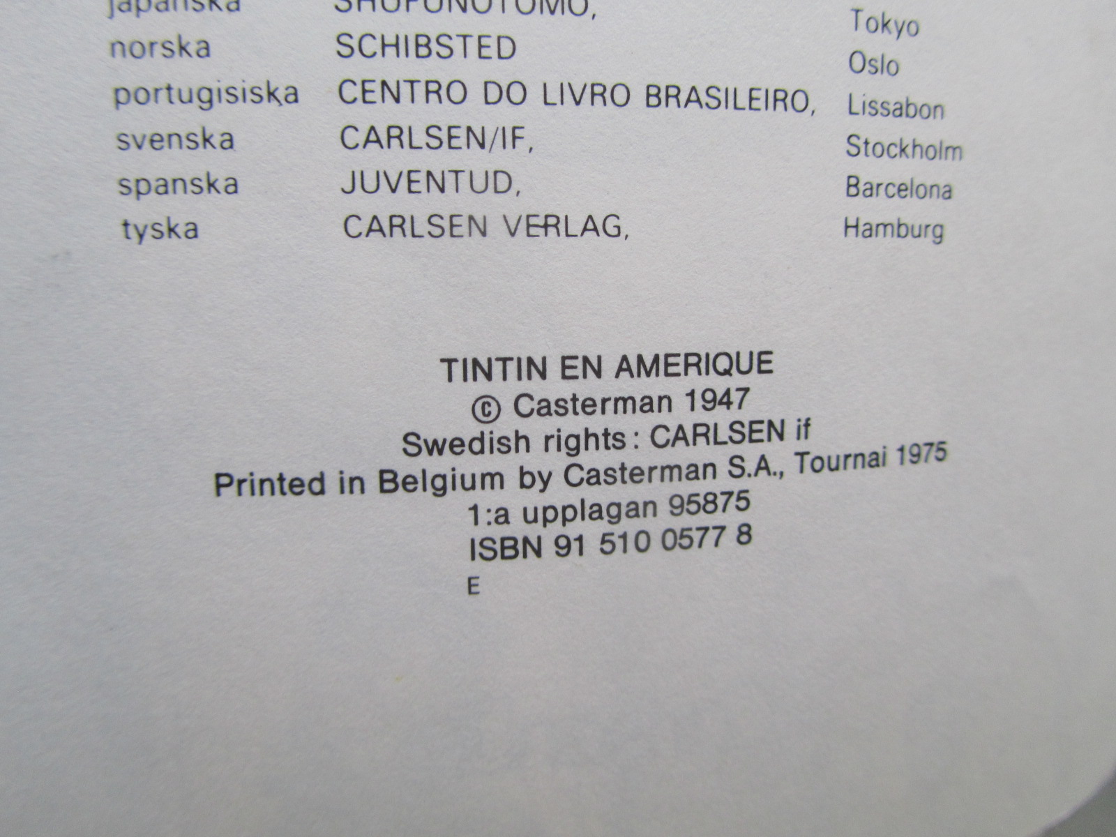 Tintin 19 Tintin i Amerika 1:a uppl. 1975 Vg - 4