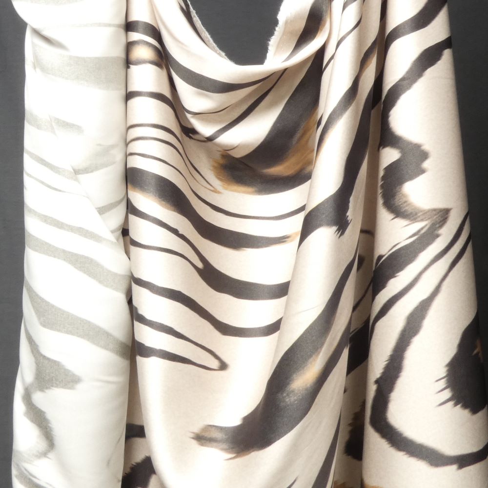 Fluid viskos satin moire svart beige