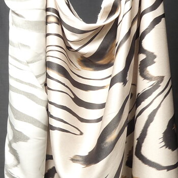 Fluid Viscose Satin  Moire Black Beige
