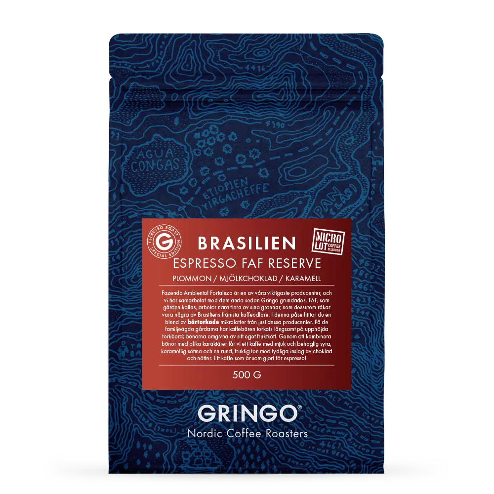Gringo Nordic - FAF Reserve Espresso - Brasilien - Mellanmörkrostade espressobönor - 500g