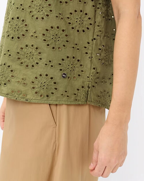 Bomullsskjorta Vera genombruten olivgrön - 3