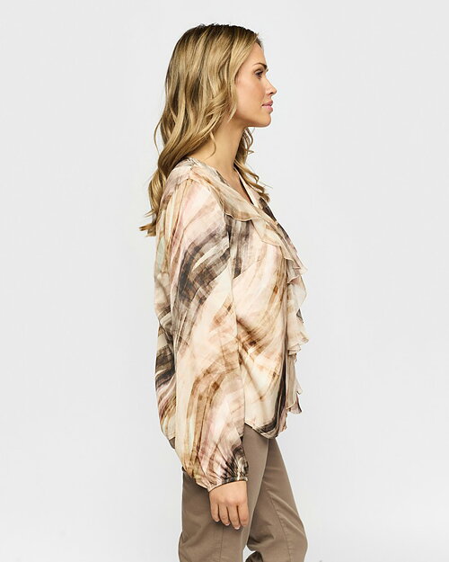 Blus Jette mönstrad sand/brun - 4