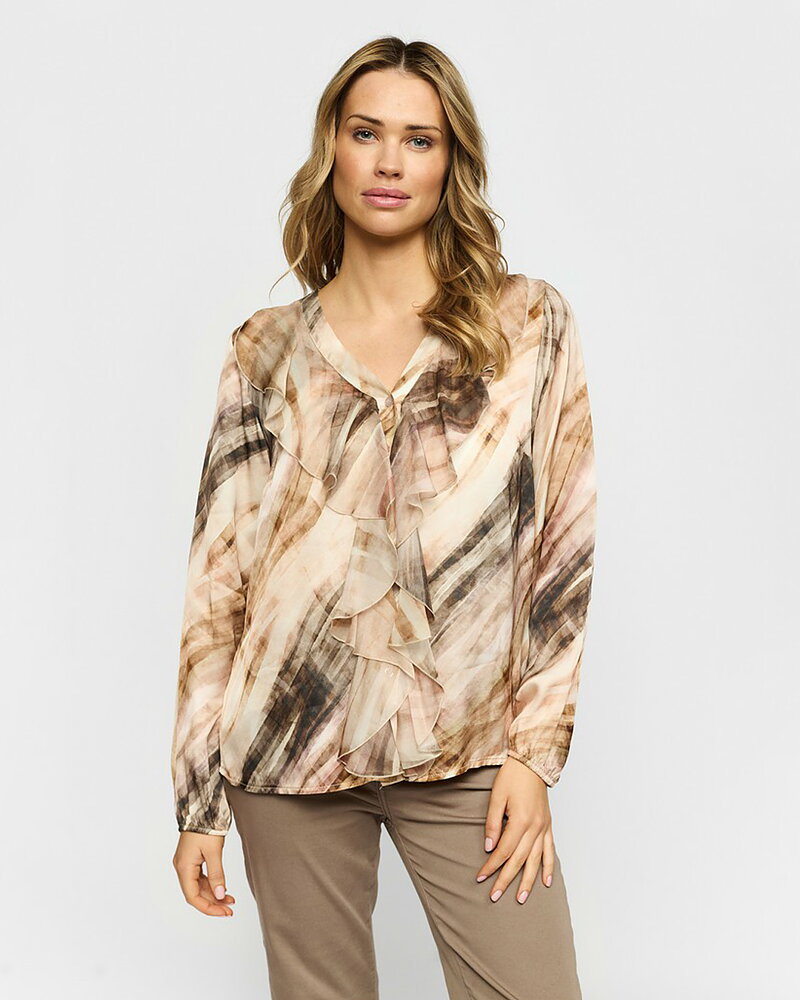 Blus Jette mönstrad sand/brun