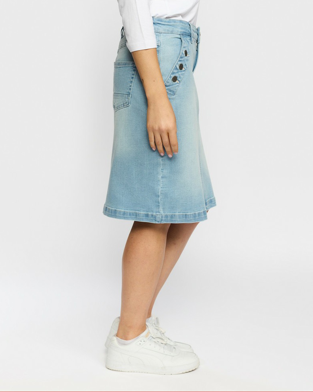 Jeanskjol Boran knappar i ficka ljus denim - 4