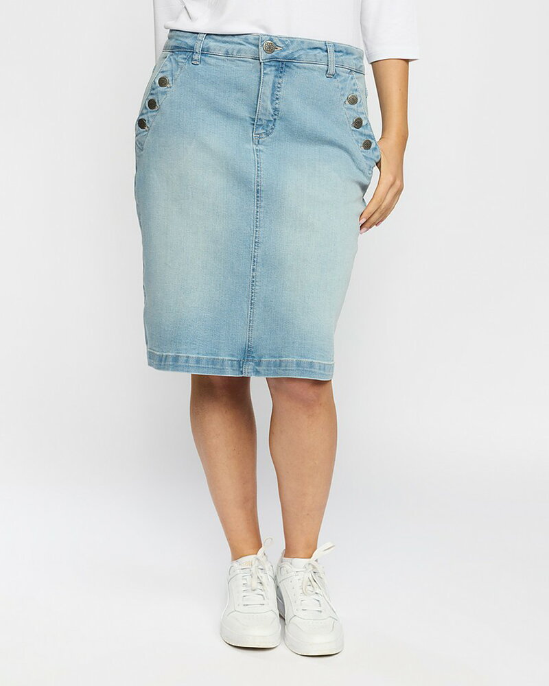Jeanskjol Boran knappar i ficka ljus denim