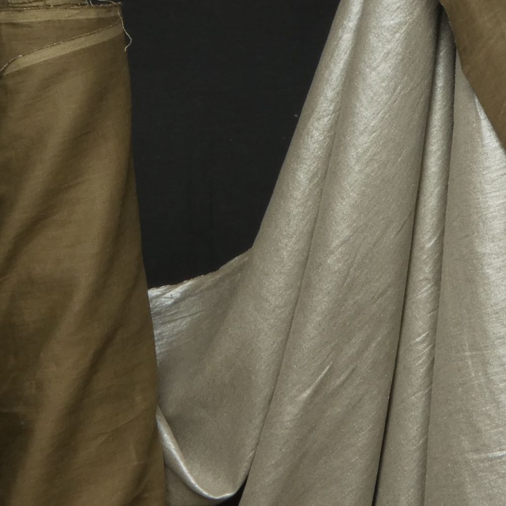 Linen Metallic Silver Khaki
