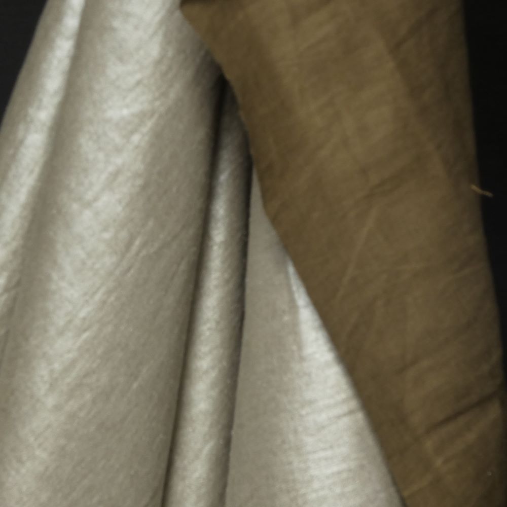 Linen Metallic Silver Khaki - 2