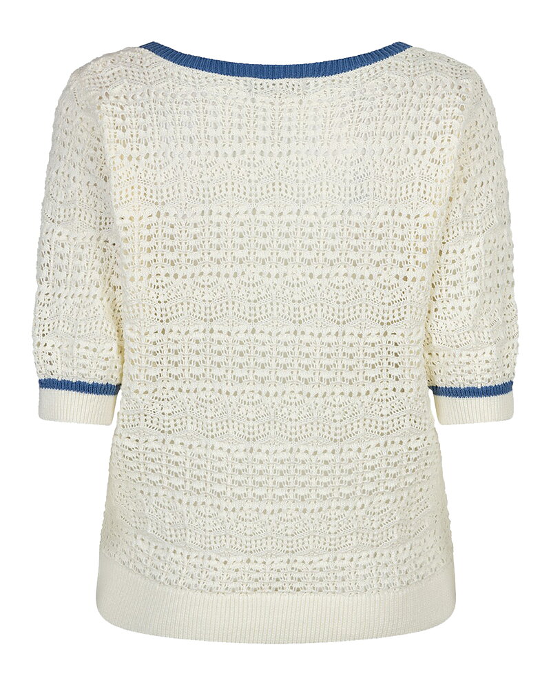 Jumper Sweet Ajour offwhite med blå kant