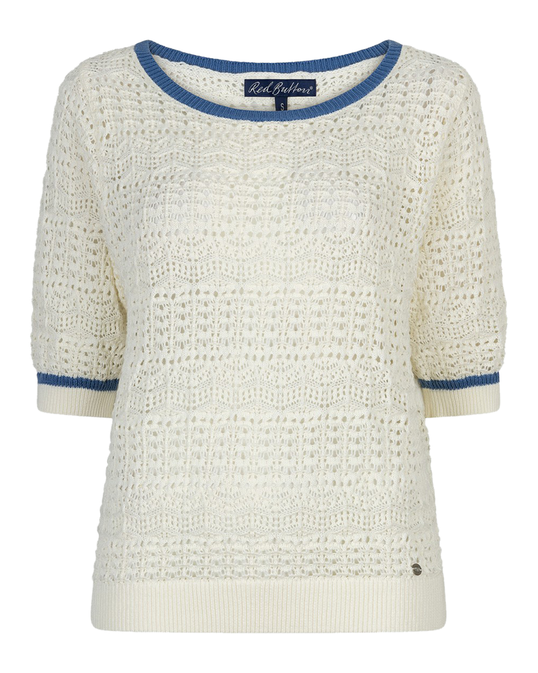 Jumper Sweet Ajour offwhite med blå kant