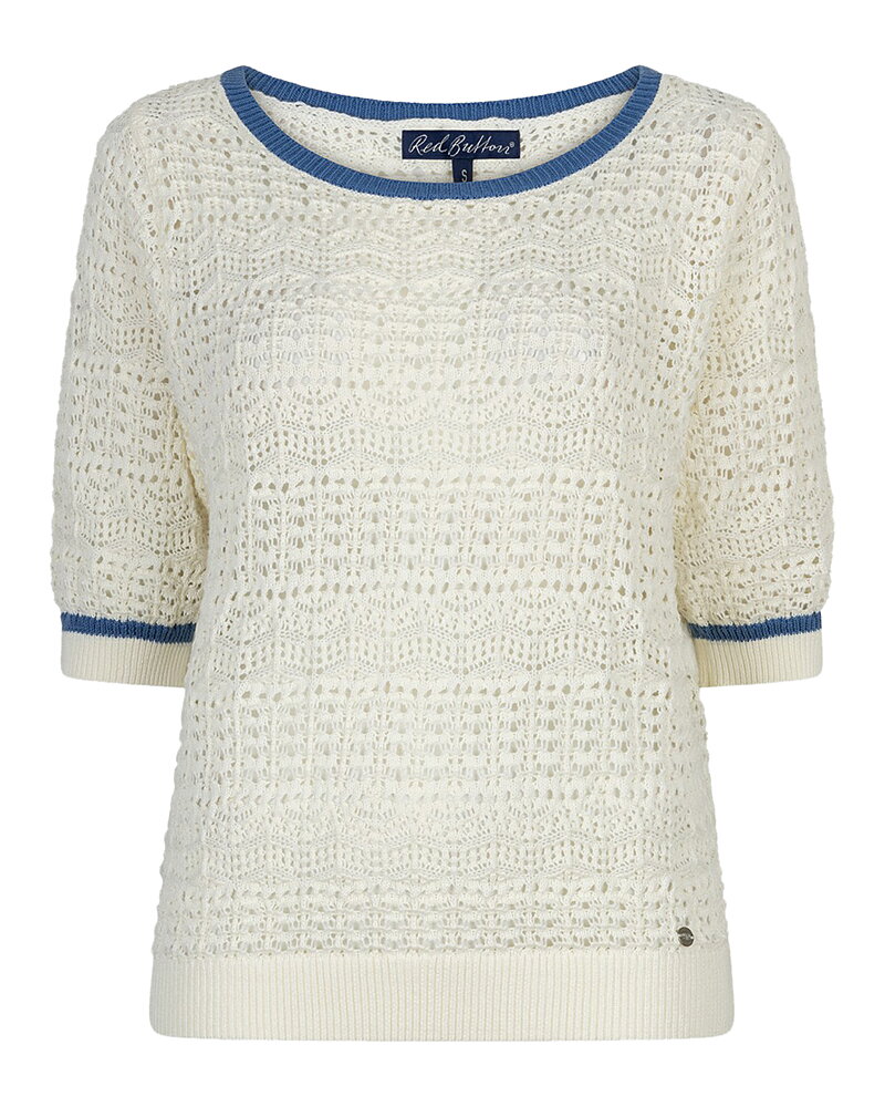 Jumper Sweet Ajour offwhite med blå kant