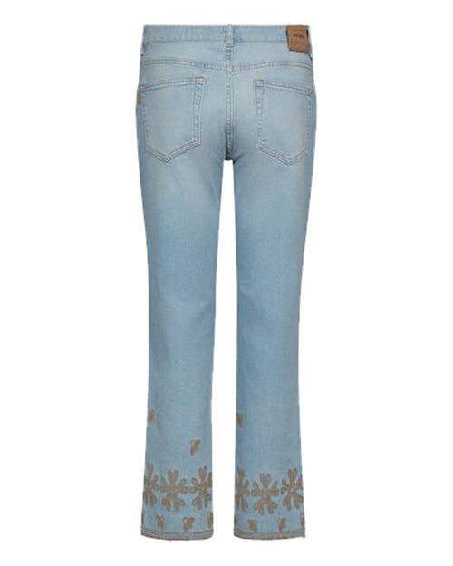 Jeans Cecilia Zack bootcut ankel med brodyr ljus denim - 2