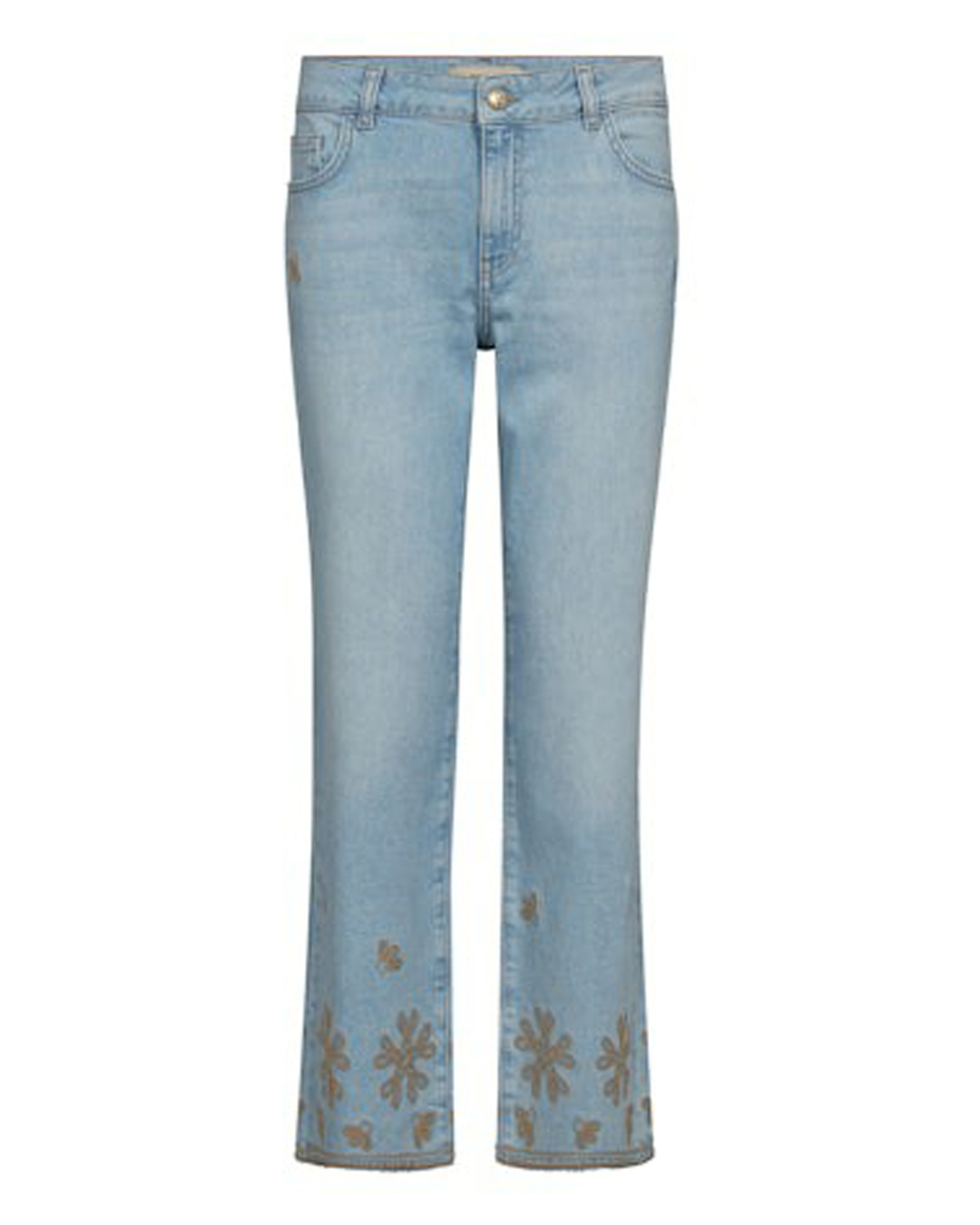 Jeans Cecilia Zack bootcut ankel med brodyr ljus denim