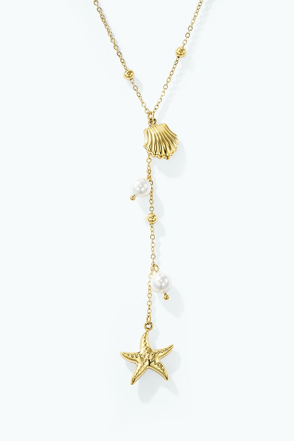 Y-halsband snäckor med vita pärlor
