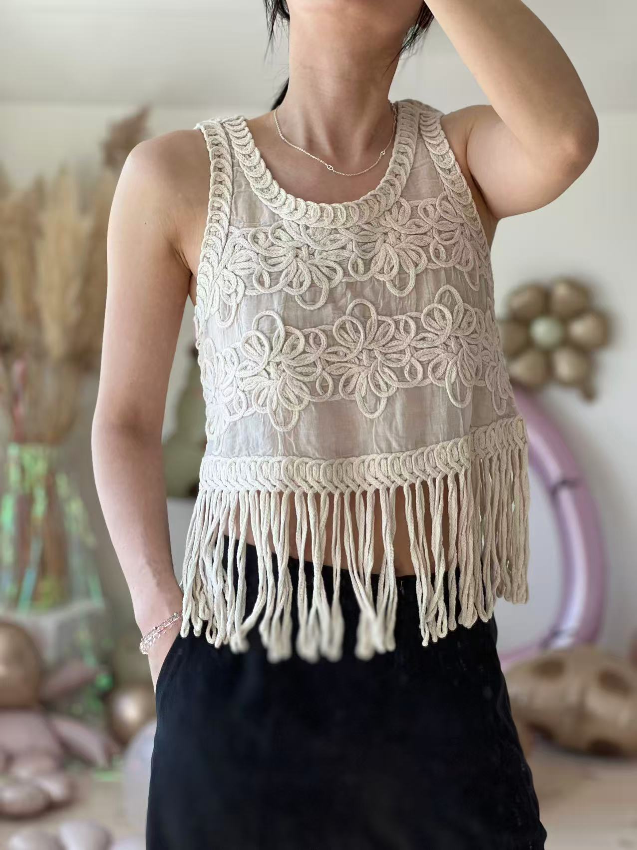YAS Bera Crochet Top Fest - 2