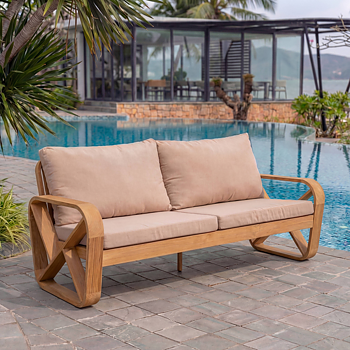 Bålamöllan 3-seater teak lounge sofa with cushions - Stockamöllan