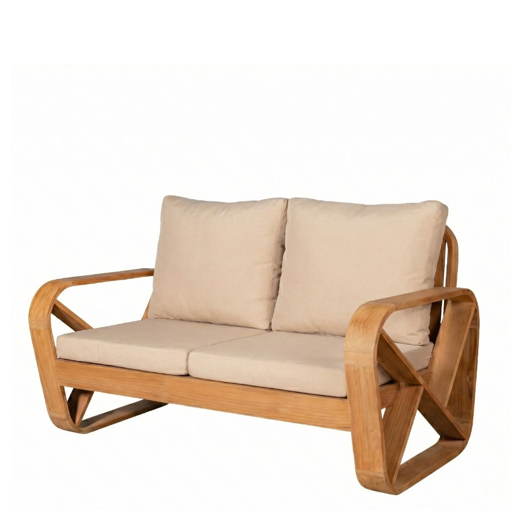 Bålamöllan 2-seater teak lounge sofa with cushions - Stockamöllan