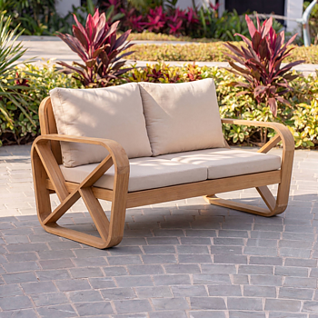 Bålamöllan 2-seater teak lounge sofa with cushions - Stockamöllan