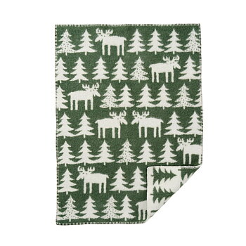 Wool blanket - Moose walk green 65x90 cm, Klippan