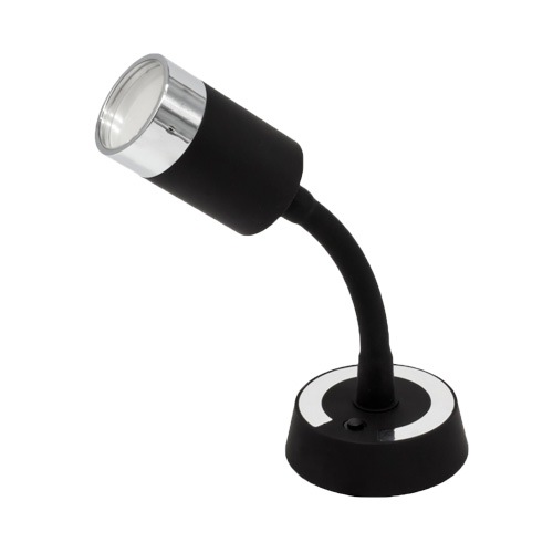 Reading light bendable black & chrome w. USB LED
