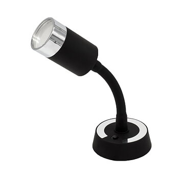 Läslampa böjbar svart & krom m. USB LED
