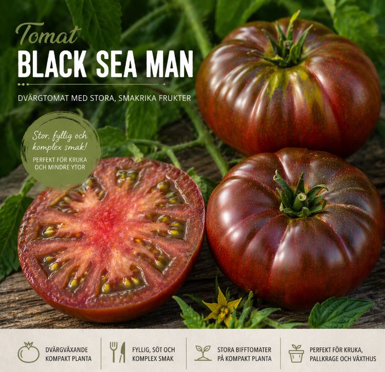Tomat ‘Black Sea Man’ – kompakt planta med stor, fyllig smak
