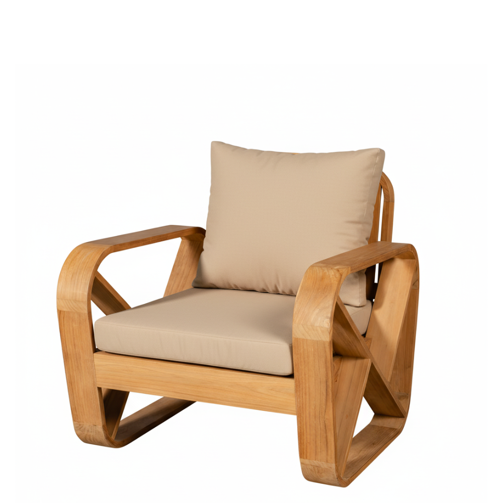 Bålamöllan teak lounge chair with cushions - Stockamöllan