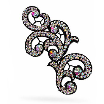 SPETSORNAMENT STRASSAT - svart/crystal  AB