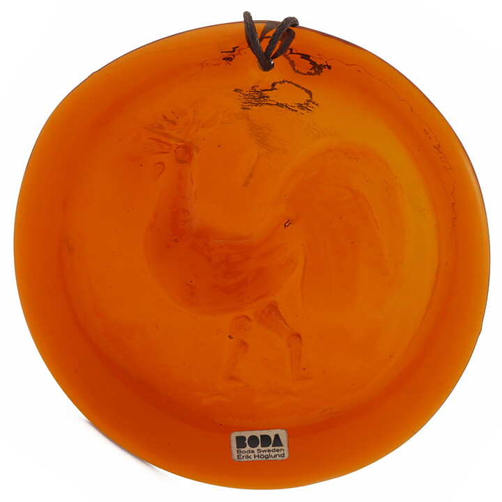 エリック・ホグラン  オレンジ色のペンダント  雄鶏モチーフ  13cm  1950年代