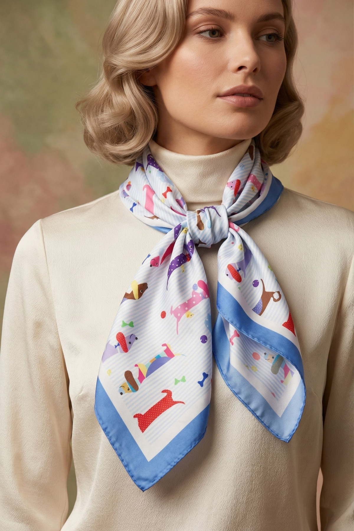 Scarf mini dog blue