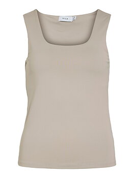 Vila Kenza U-Neck S/L Tank Top Silver Gray
