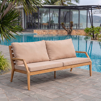 Gunnaröd 3-seater lounge sofa in teak with cushions - Stockamöllan