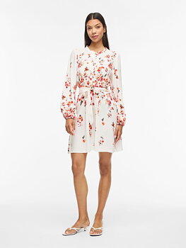 Vila Elma Bai O-Neck Short Dress Cloud Dancer /BAI