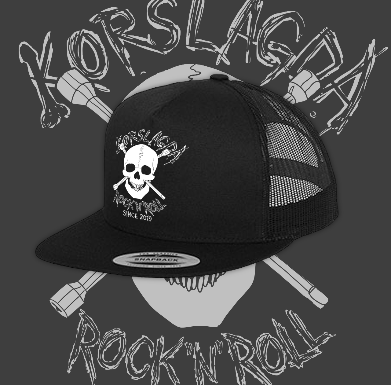 KORSLAGDA  - Rock´n´Roll Black Trucker hat