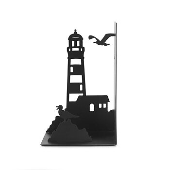 Balvi : Bookend Lighthouse - Humörhöjande bokstöd i svart plåt