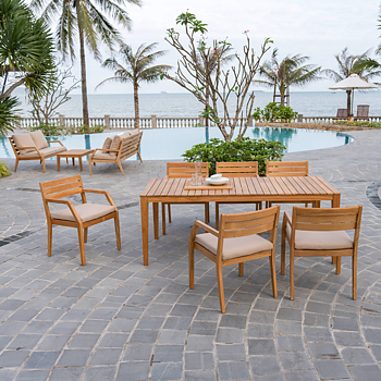 Gunnaröd Teak dining group with 6 chairs - Stockamöllan