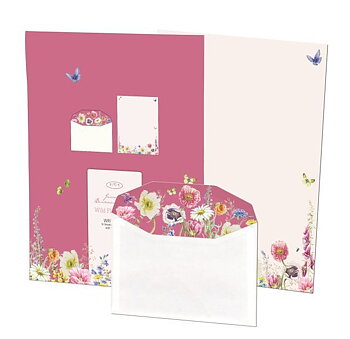 Janneke Brinkman Salentijn : Wild Flower Field - Brevpappersset med 10 papper och kuvert i matchande mapp
