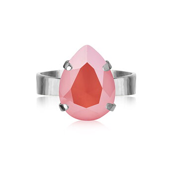 Caroline Svedbom Mini Drop ring rhodium light coral